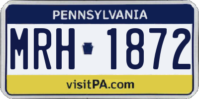 PA license plate MRH1872