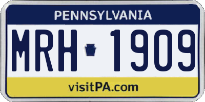 PA license plate MRH1909