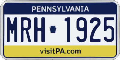 PA license plate MRH1925