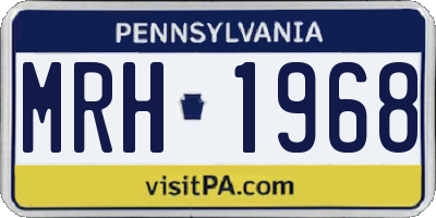 PA license plate MRH1968