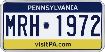 PA license plate MRH1972