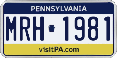 PA license plate MRH1981