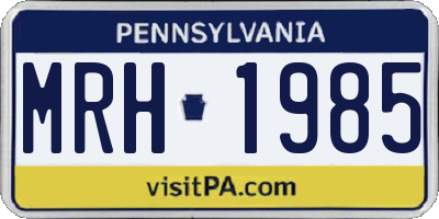 PA license plate MRH1985