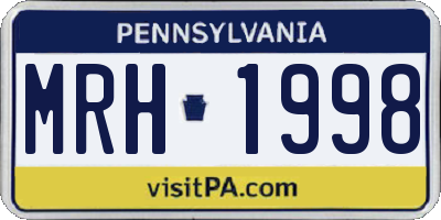 PA license plate MRH1998