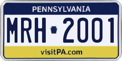 PA license plate MRH2001