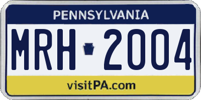 PA license plate MRH2004