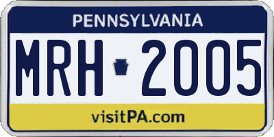PA license plate MRH2005