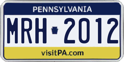 PA license plate MRH2012