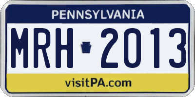 PA license plate MRH2013
