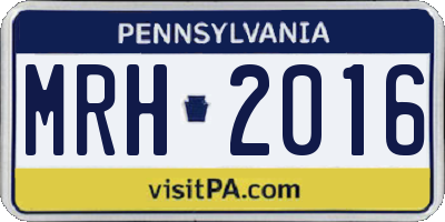 PA license plate MRH2016