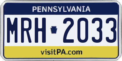 PA license plate MRH2033