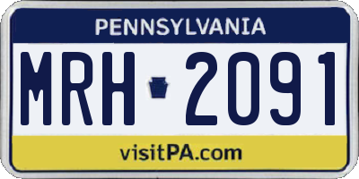 PA license plate MRH2091