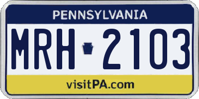 PA license plate MRH2103