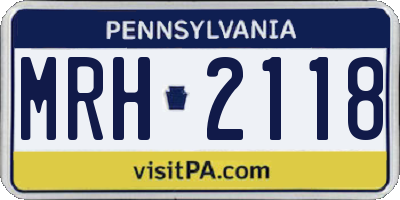 PA license plate MRH2118