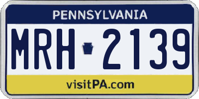PA license plate MRH2139