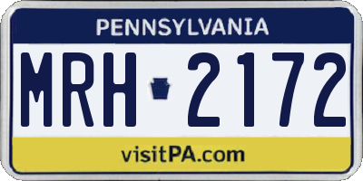 PA license plate MRH2172