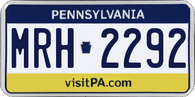 PA license plate MRH2292
