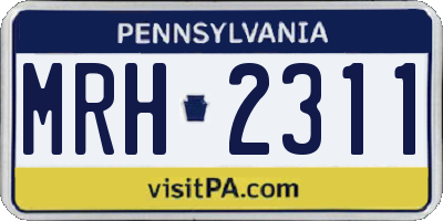 PA license plate MRH2311
