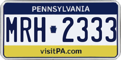 PA license plate MRH2333