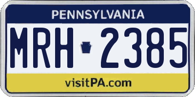 PA license plate MRH2385