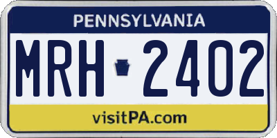 PA license plate MRH2402