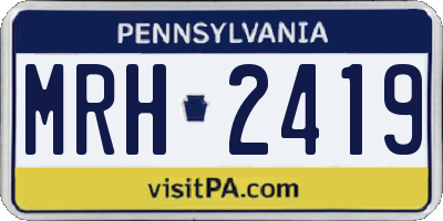 PA license plate MRH2419