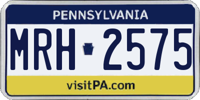 PA license plate MRH2575