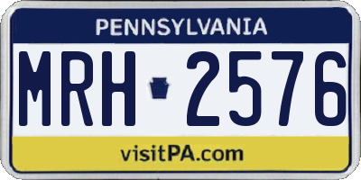 PA license plate MRH2576