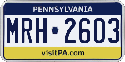 PA license plate MRH2603