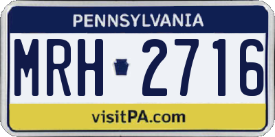 PA license plate MRH2716