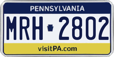 PA license plate MRH2802