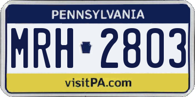 PA license plate MRH2803