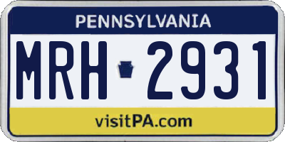 PA license plate MRH2931