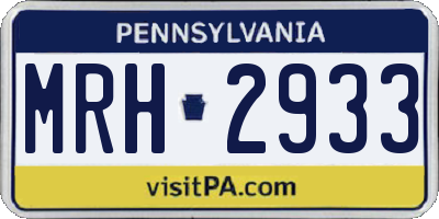 PA license plate MRH2933