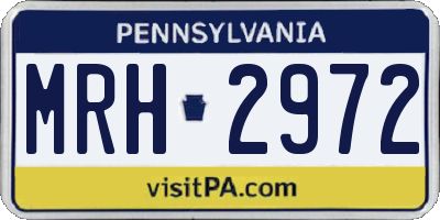 PA license plate MRH2972