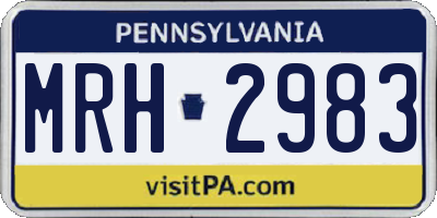 PA license plate MRH2983