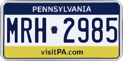 PA license plate MRH2985