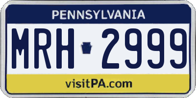 PA license plate MRH2999