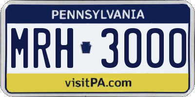 PA license plate MRH3000