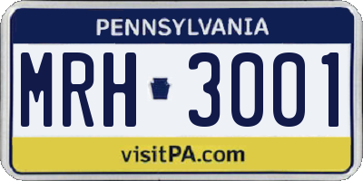 PA license plate MRH3001