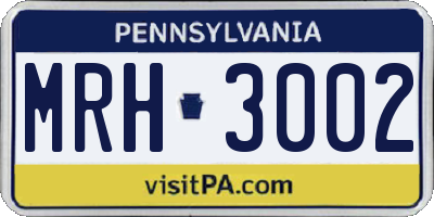 PA license plate MRH3002