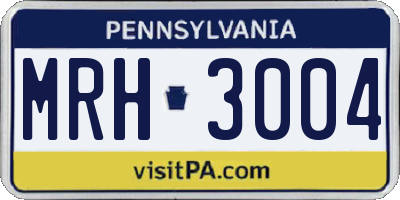 PA license plate MRH3004
