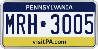 PA license plate MRH3005