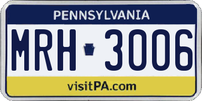 PA license plate MRH3006