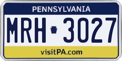 PA license plate MRH3027