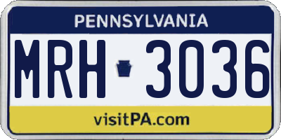 PA license plate MRH3036