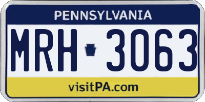 PA license plate MRH3063