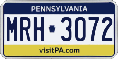 PA license plate MRH3072