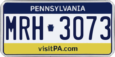 PA license plate MRH3073