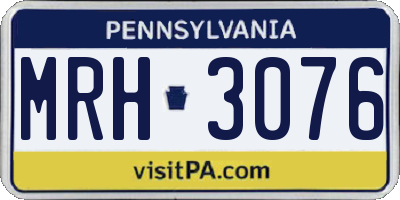 PA license plate MRH3076